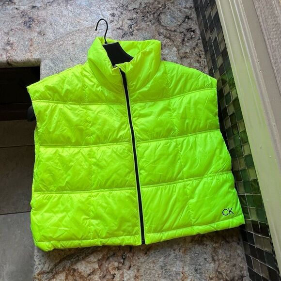 Calvin Klein Neon Yellow Puffer Vest - Picture 1 of 9